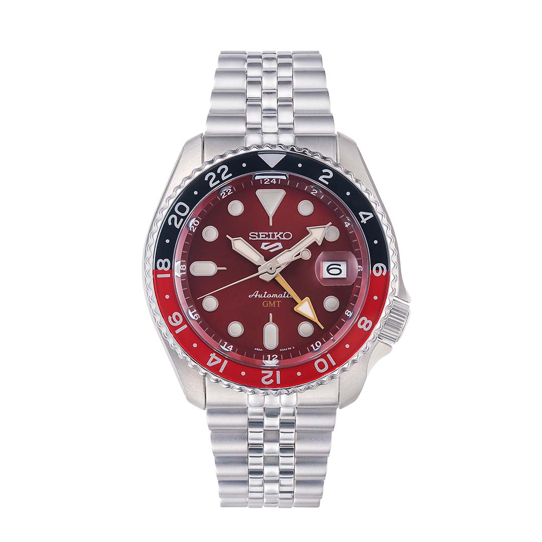 Shop Authentic Seiko 5 Sports Thong Sia Limited Edition Red Dial Silver Steel Strap Watch For Men - SSK031K1 - Luxxuri