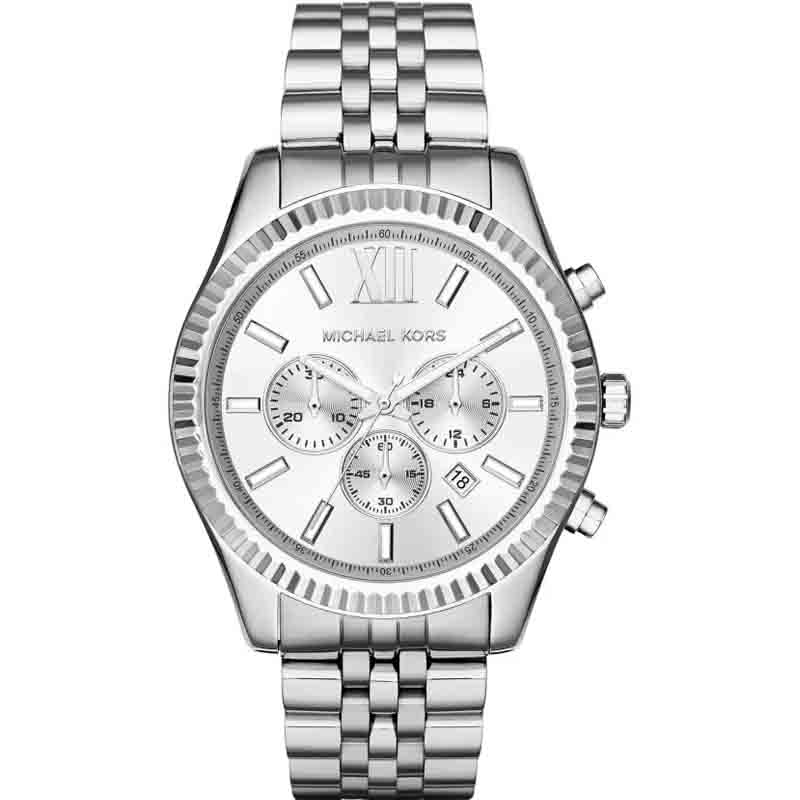 Shop Authentic Michael Kors Lexington Silver Dial Silver Steel Strap Watch for Men - MK8405 - Luxxuri