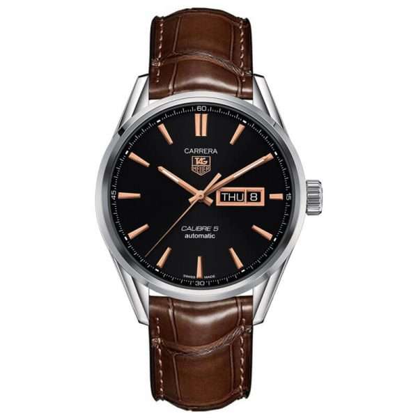 Shop Authentic Tag Heuer Carrera Automatic Black Dial Brown Leather Strap Watch for Men - WAR201C.FC6291 - Luxxuri