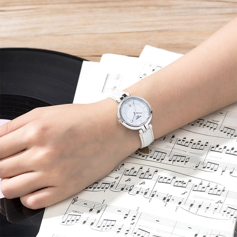 Tissot T Lady Flamingo White Dial White Leather Strap Watch For Women - T094.210.16.011.00