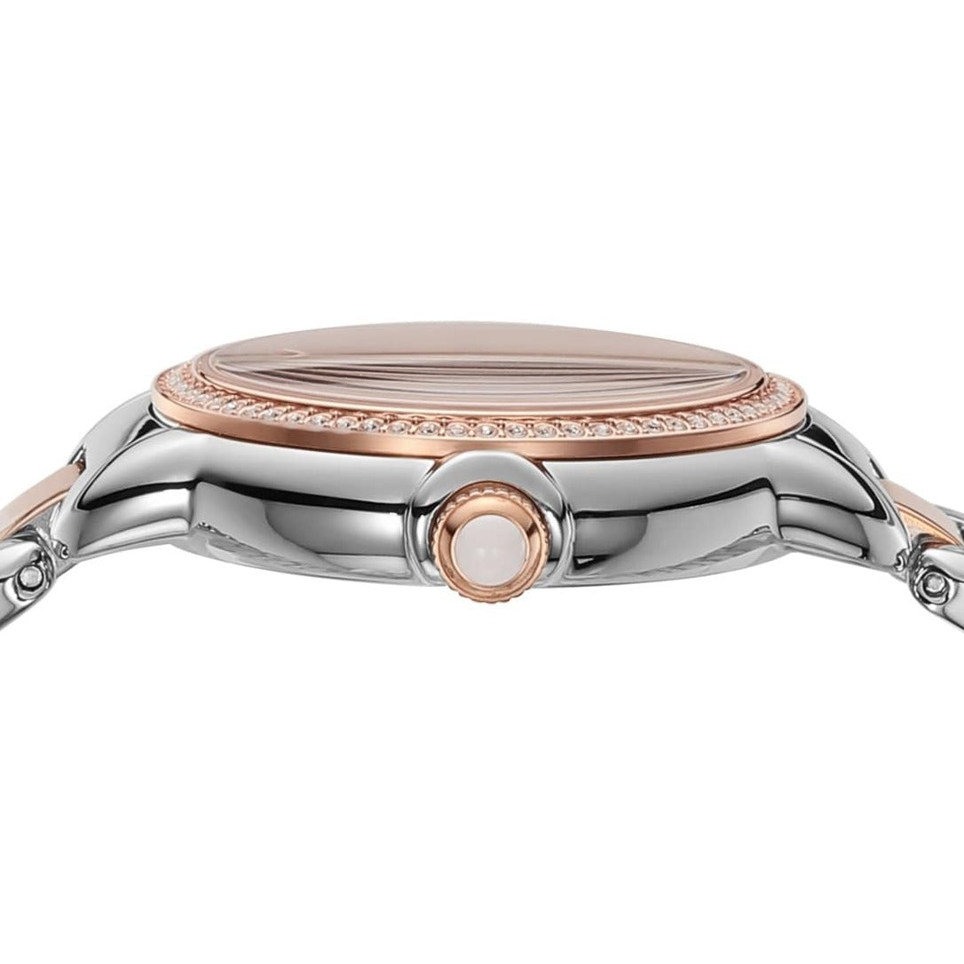 Emporio Armani Three Hand Mother of Pearl Dial Two Tone Steel Strap Watch For Women - AR11569
