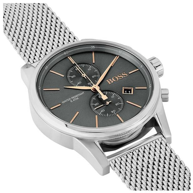 Hugo Boss Jet Chronograph Grey Dial Silver Mesh Bracelet Watch for Men - 1513440