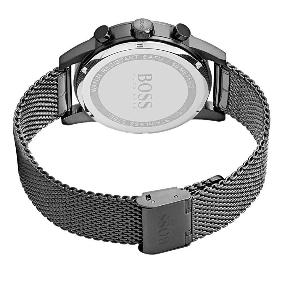 Hugo Boss Navigator Chronograph Grey Dial Grey Mesh Bracelet Watch for Men - 1513674