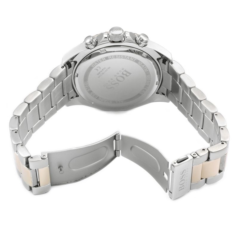 Hugo Boss Ocean Edition Chronograph Black Dial Two Tone Steel Strap Watch for Men - 1513705