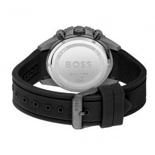Hugo Boss Admiral Chronograph Yellow Dial Black Rubber Strap Watch for Men - 1513968