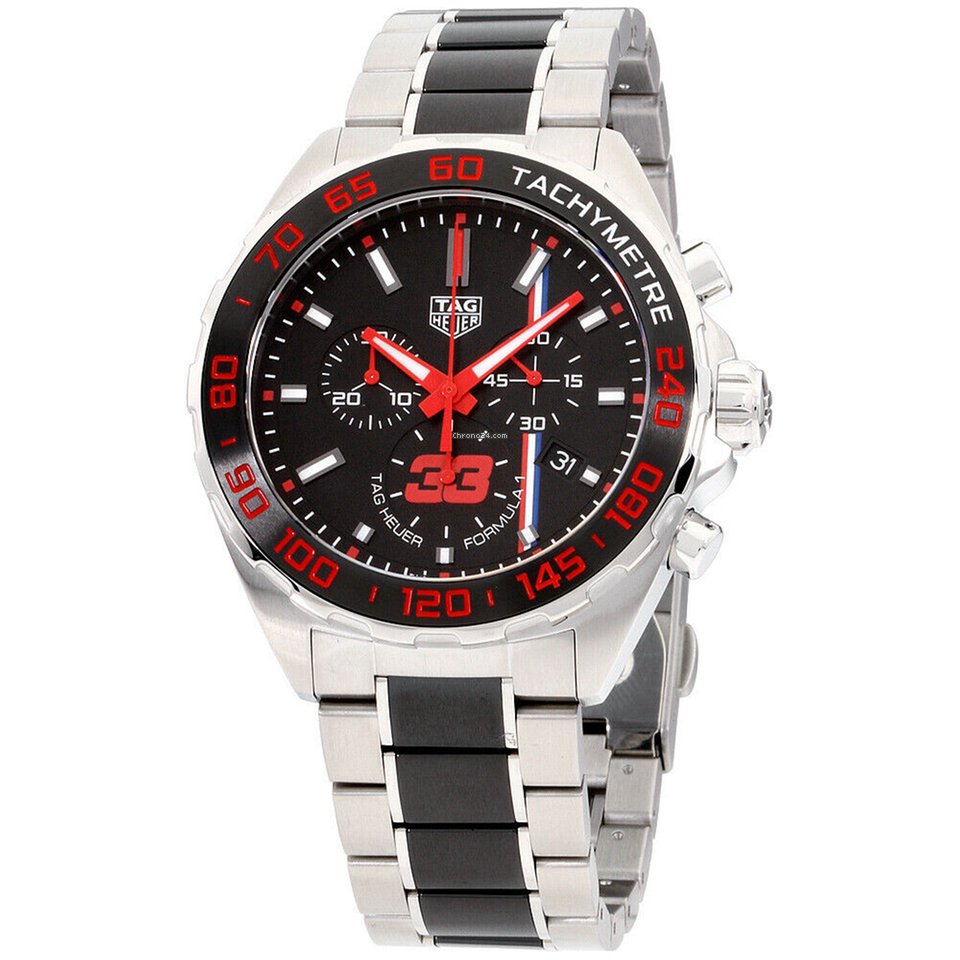 Tag Heuer Formula 1 Max Verstappen Limited Edition Grey Dial Two Tone Steel Strap Watch for Men - CAZ101U.BA0843