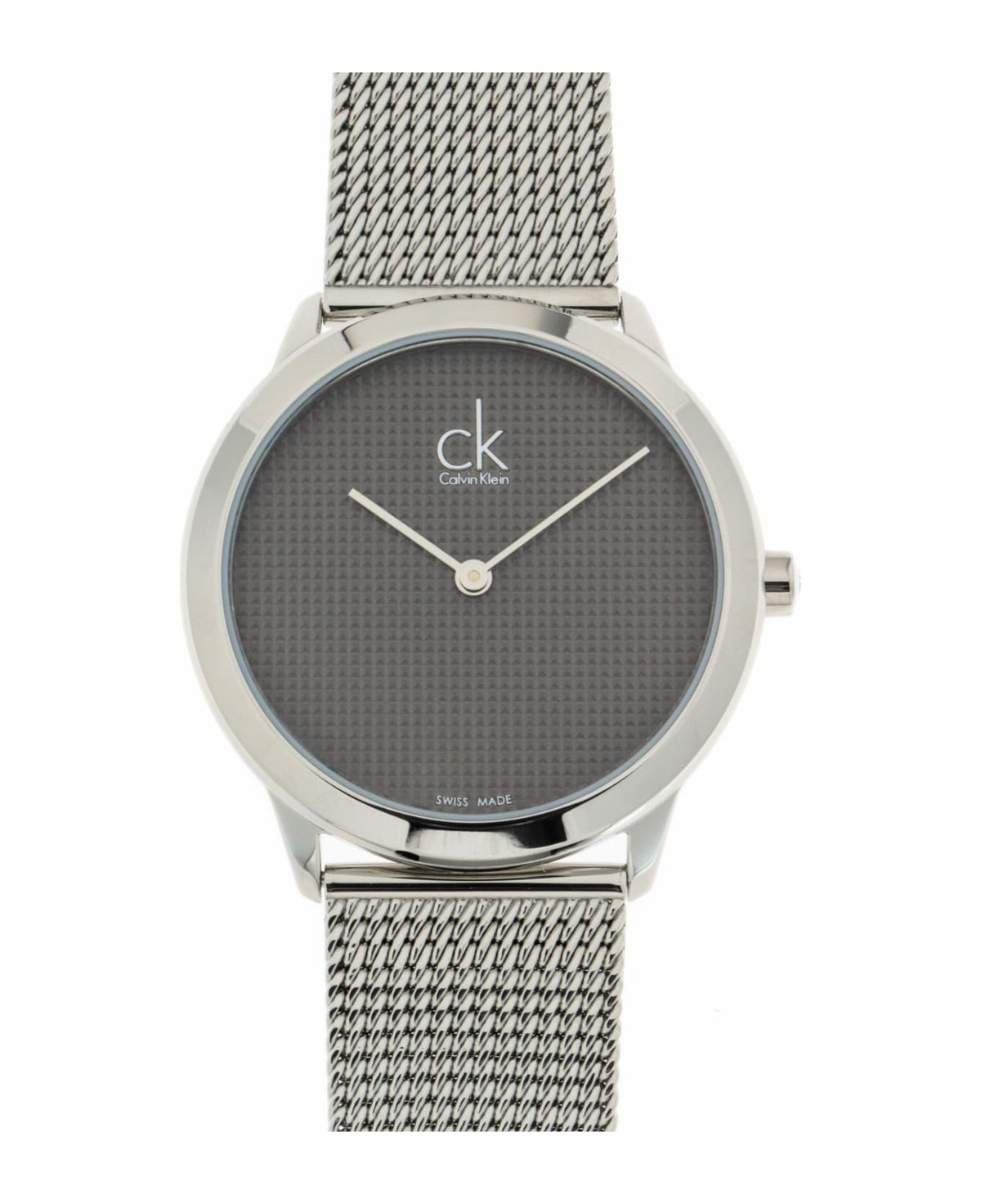 Calvin Klein Minimal Grey Dial Silver Mesh Bracelet Watch for Women - K3M2212X