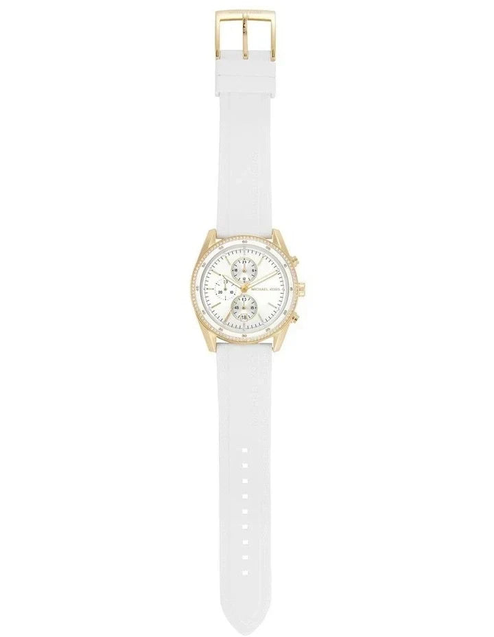 Michael Kors Hadyn Chronograph White Dial White Rubber Strap Watch for Women - MK7484