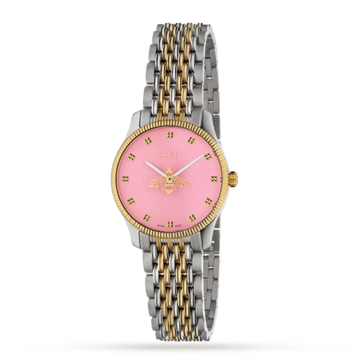 Shop Authentic Gucci G Timeless Quartz Pink Dial Two Tone Steel Strap Watch For Women - YA1265030 - Luxxuri