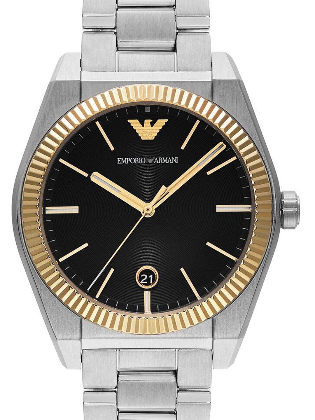 Emporio Armani Federico Black Dial Silver Steel Strap Watch for Men - AR80077