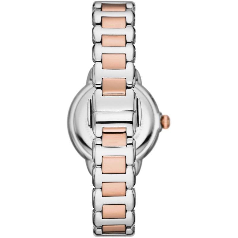 Emporio Armani Three Hand Mother of Pearl Dial Two Tone Steel Strap Watch For Women - AR11569