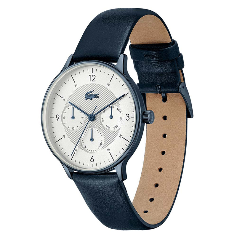 Lacoste Club White Dial Blue Leather Strap Watch for Men - 2011140