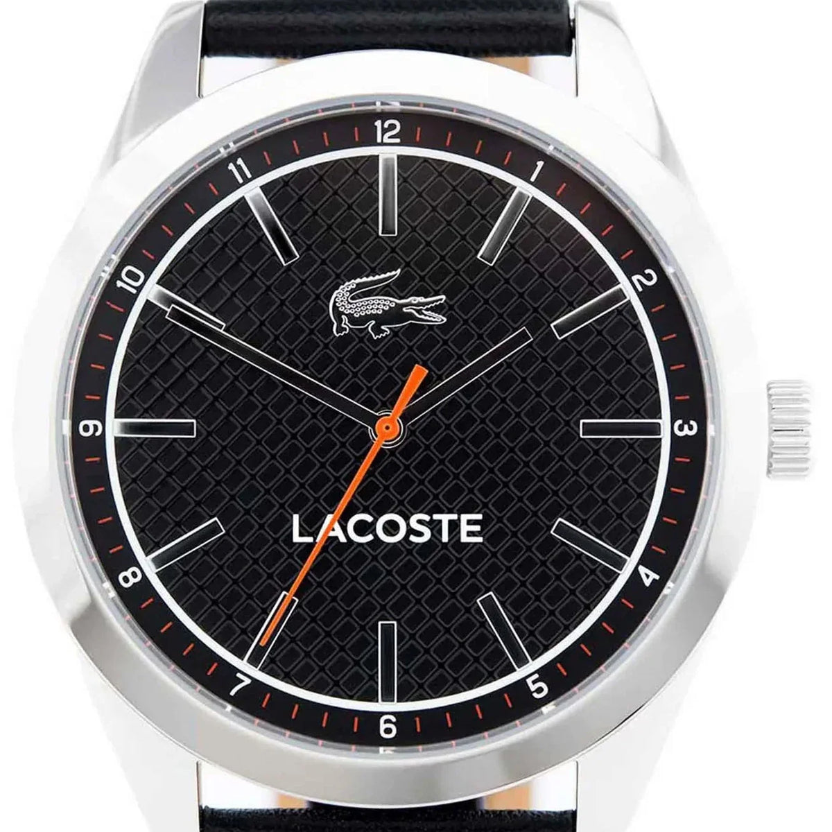 Lacoste Edmonton Black Dial Black Leather Strap Watch for Men - 2010888