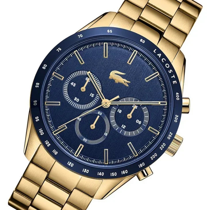 Lacoste Boston Blue Dial Gold Steel Strap Watch for Men - 2011096