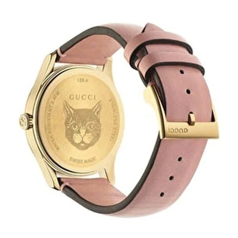 Gucci G Timeless Quartz Mother of Pearl Dial Pink Leather Strap Watch For Women - YA1264132