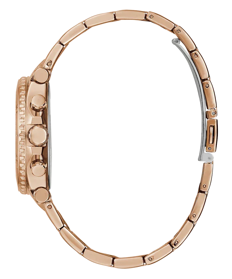 Guess Cosmic Chronograph Rose Gold Dial Rose Gold Steel Strap Watch for Women - GW0465L2
