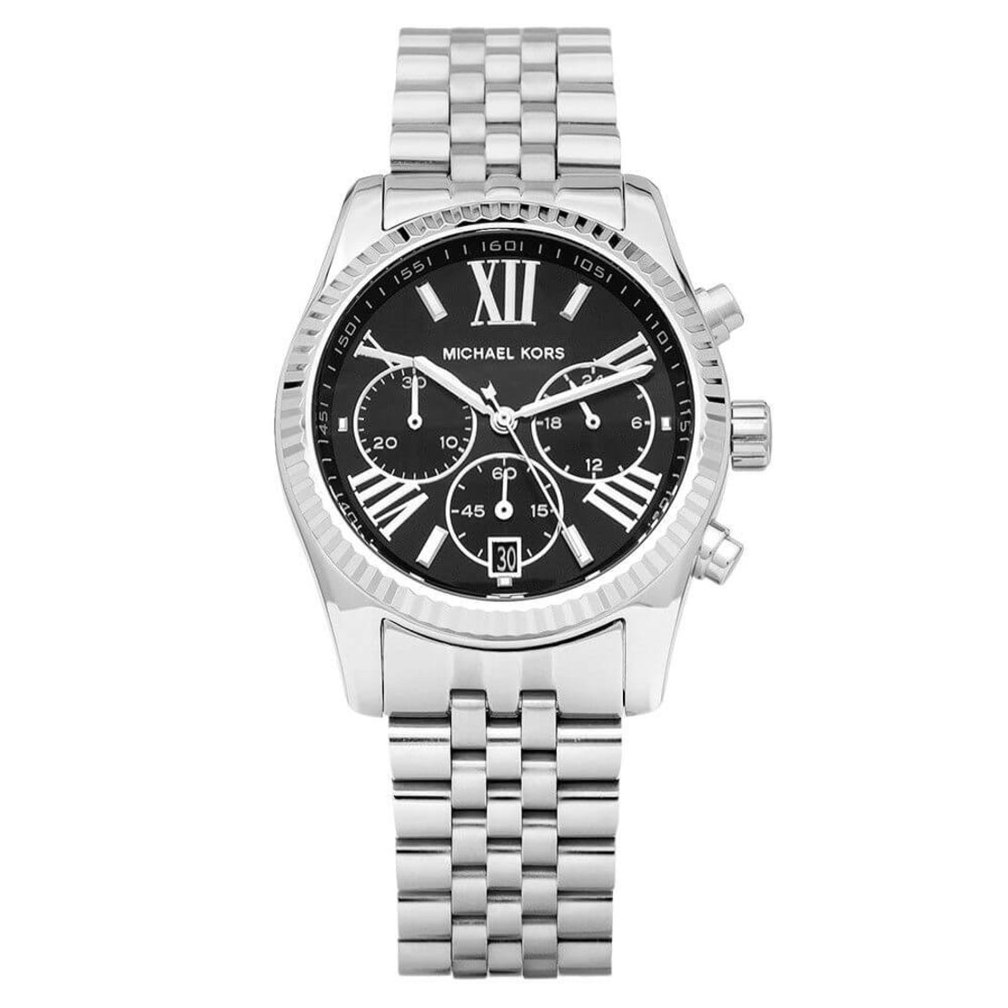 Shop Authentic Michael Kors Runway Chronograph Black Dial Silver Steel Strap Watch For Women - MK5708 - Luxxuri