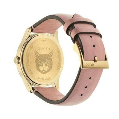 Gucci G Timeless Quartz Mother of Pearl Dial Pink Leather Strap Watch For Women - YA1264132