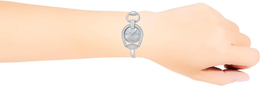 Gucci Horsebit Collection Diamonds Mother of Pearl Dial Silver Steel Strap Watch For Women - YA139505