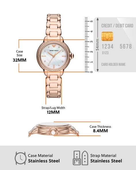 Emporio Armani Three Hand Mother of Pearl Dial Two Tone Steel Strap Watch For Women - AR11569