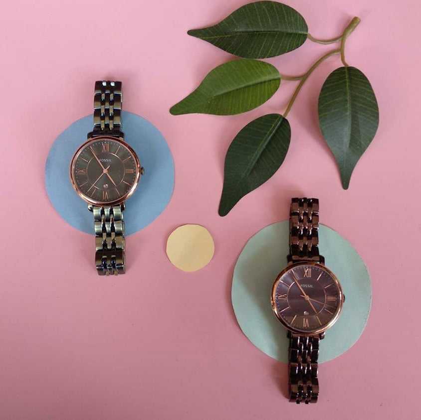 Fossil Jacqueline Brown Dial Brown Steel Strap Watch for Women - ES4275