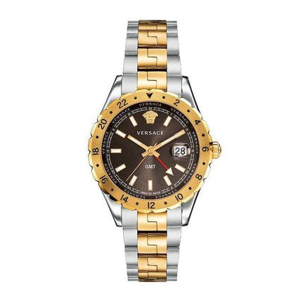 Versace Hellenyium GMT Black Dial Two Tone Steel Strap Watch for Men - V11040015