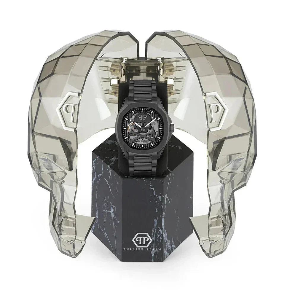 Philipp Plein High-Conic Automatic Black Dial Black Stainless Steel Strap Watch For Men- PWRAA0423