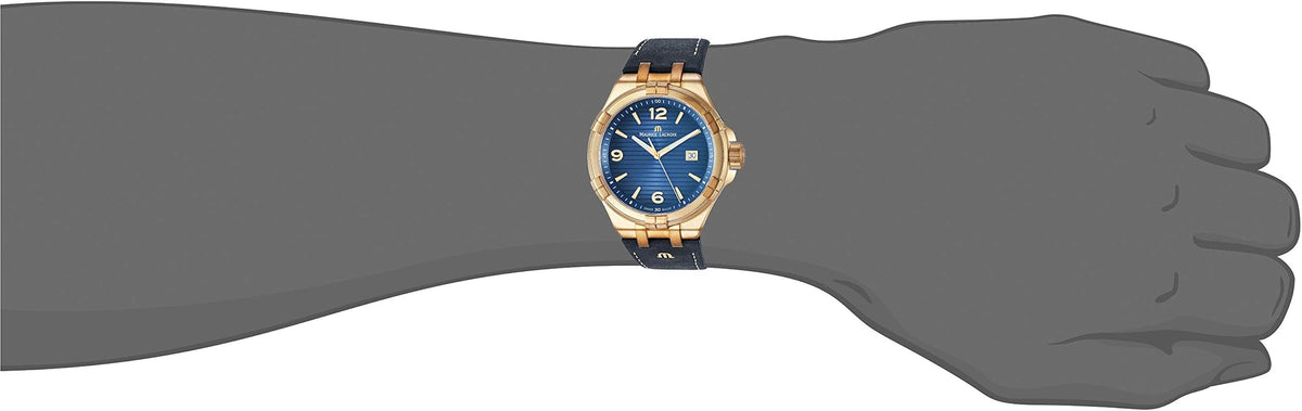 Maurice Lacroix Aikon Date Limited Edition Blue Dial Blue Leather Strap Watch For Men - AI1028-BRZ01-420-1