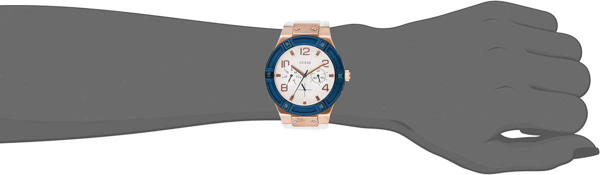 Guess Jet Setter White Dial White Rubber Strap Watch for Women - W0564L1