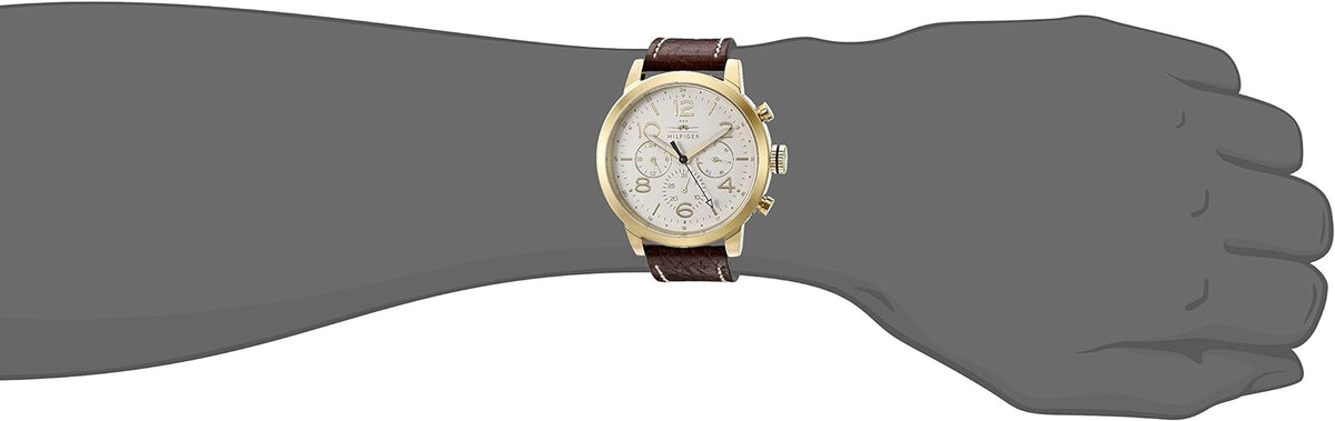 Tommy Hilfiger Jake Quartz White Dial Brown Leather Strap Watch for Men - 1791231