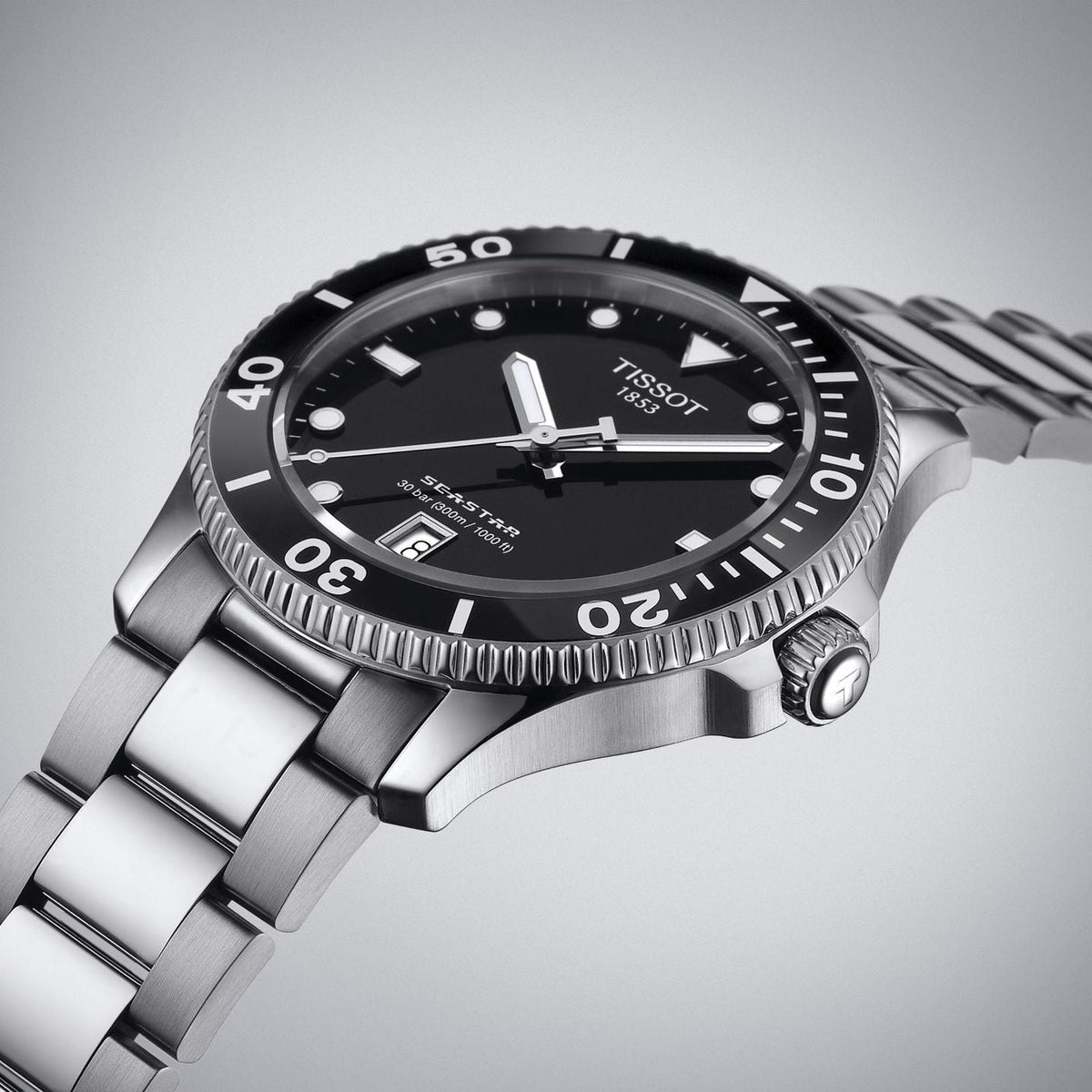 Tissot Seastar 1000 Black Dial Silver Steel Strap Watch For Men - T120.410.11.051.00