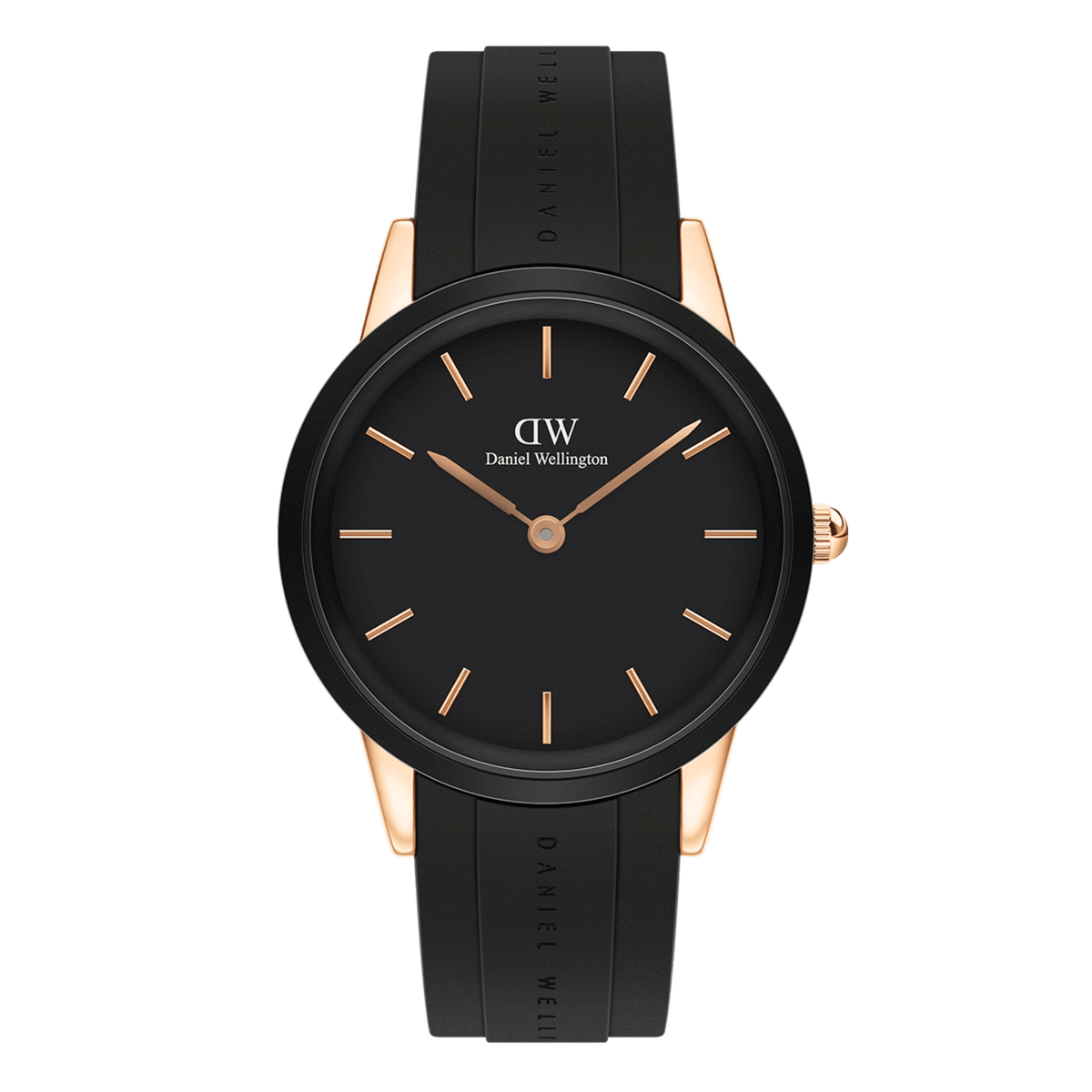 Daniel Wellington Iconic Motion Black Dial Rubber Strap Watch For Women - DW00100426