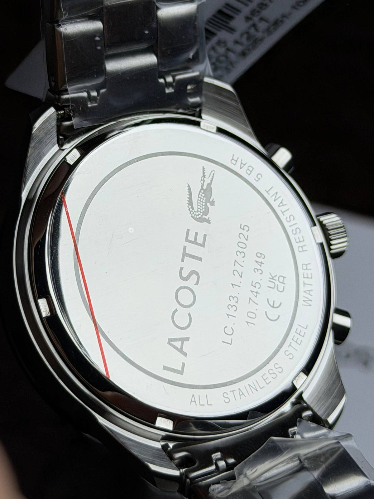 Lacoste Boston Chronograph Beige Dial Silver Steel Strap Watch for Men - 2011271