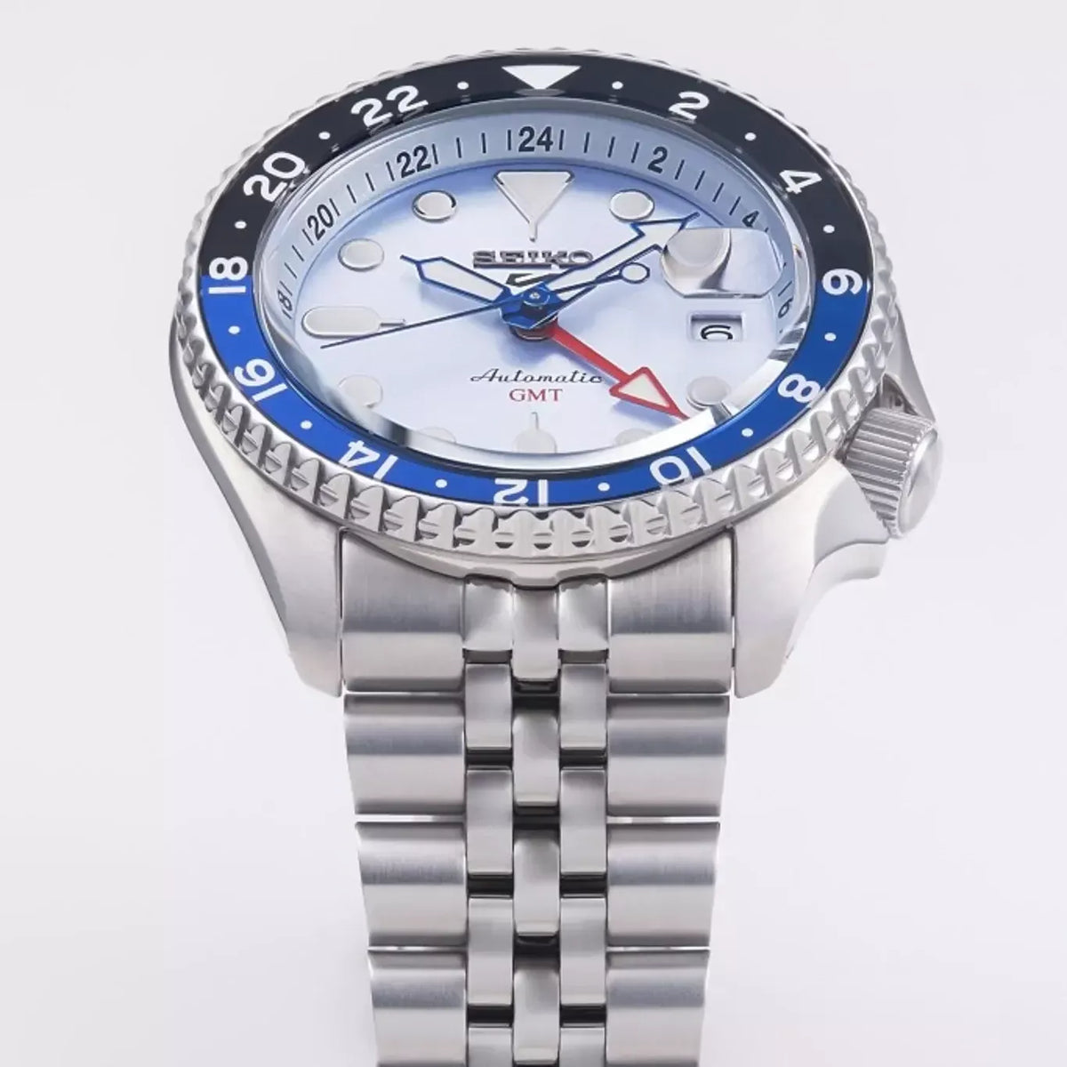 Shop Authentic Seiko 5 Sports Automatic GMT SKX Sports Style Asia Exclusive Limited Edition Ice Blue Dial Silver Steel Strap Watch For Men - SSK029K1 - Luxxuri
