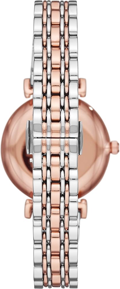 Emporio Armani Gianni T Bar White Dial Two Tone Steel Strap Watch For Women - AR80035