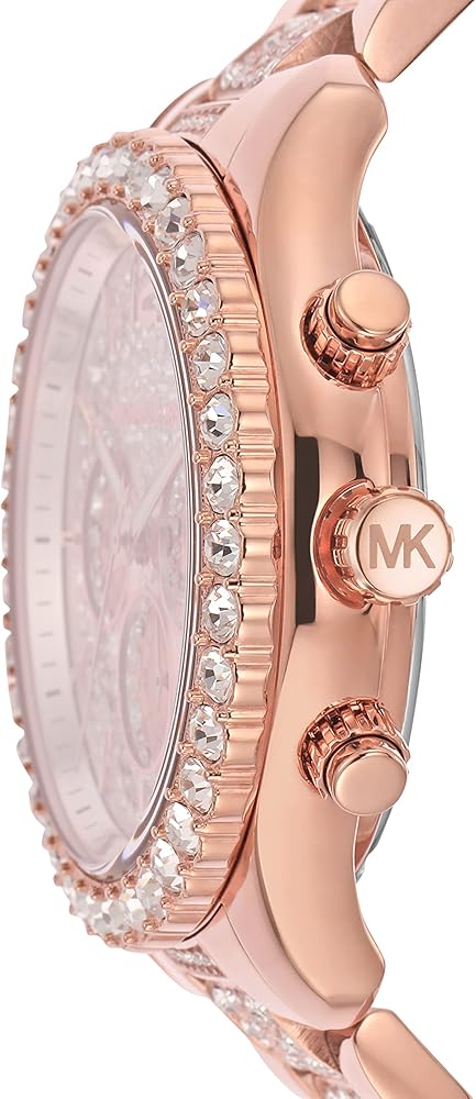 Michael Kors Layton Chronograph Rose Gold Dial Rose Gold Steel Strap Watch For Women - MK7285