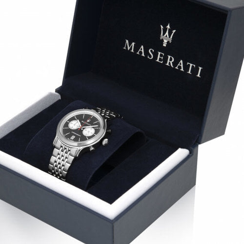 Maserati Legend Chronograph Black Dial Stainless Steel Watch For Men - R8873638001