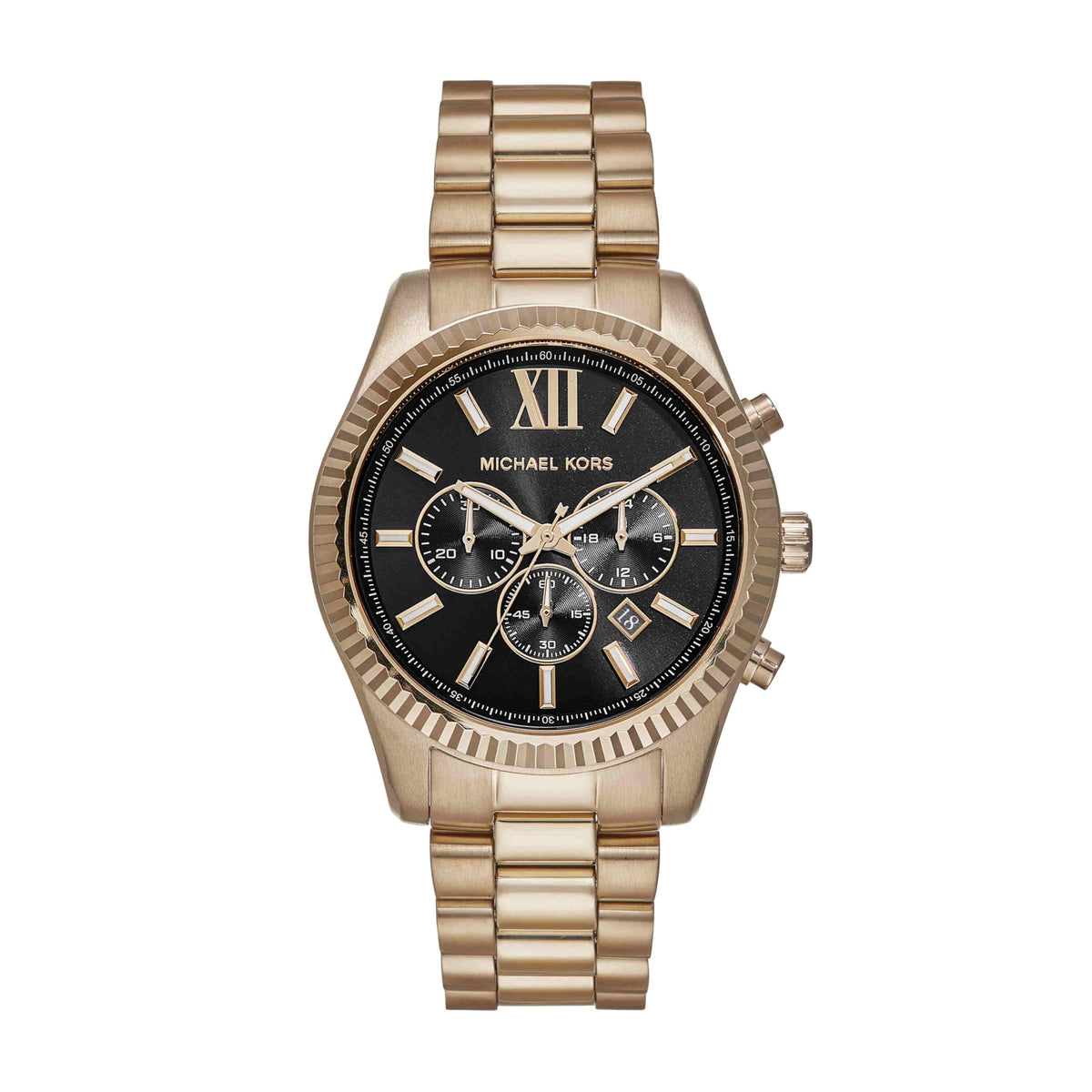 Shop Authentic Michael Kors Lexington Chronograph Black Dial Gold Steel Strap Watch for Men - MK9155 - Luxxuri