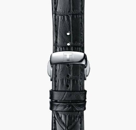Tissot Chemin Des Tourelles Powermatic 80 Black Dial Black Leather Strap Watch For Men - T099.407.16.058.00