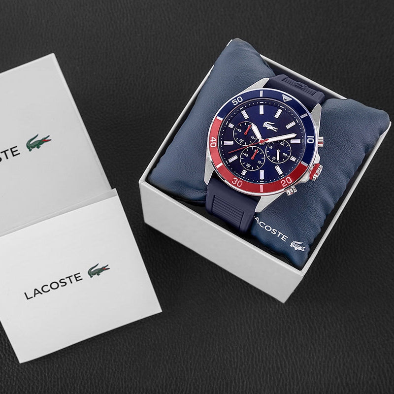 Lacoste Tiebreaker Chronograph Blue Dial Blue Silicon Strap Watch for Men - 2011154