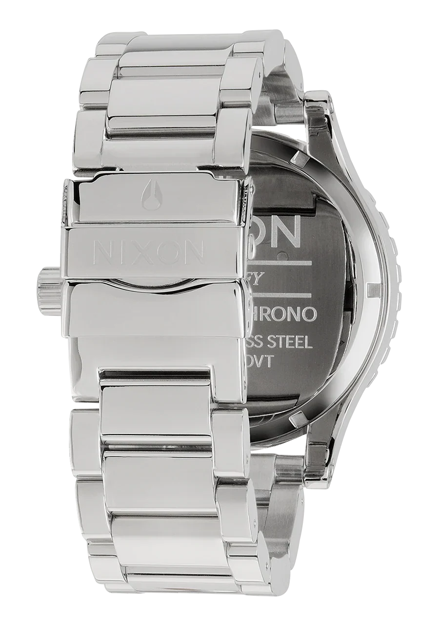 Nixon 51-30 Chrono Silver Dial Silver Steel Strap Watch for Men - A083-488