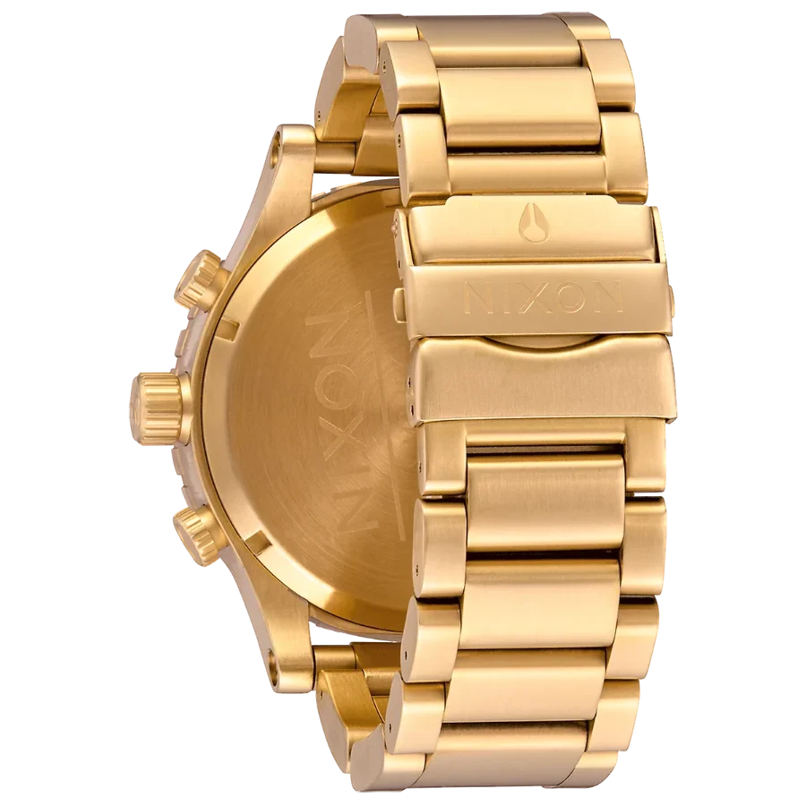 Nixon 51-30 Chrono Black Dial Gold Steel Strap Watch for Men - A083-510