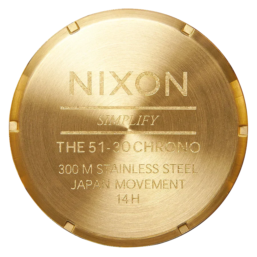 Nixon 51-30 Chrono Black Dial Gold Steel Strap Watch for Men - A083-510