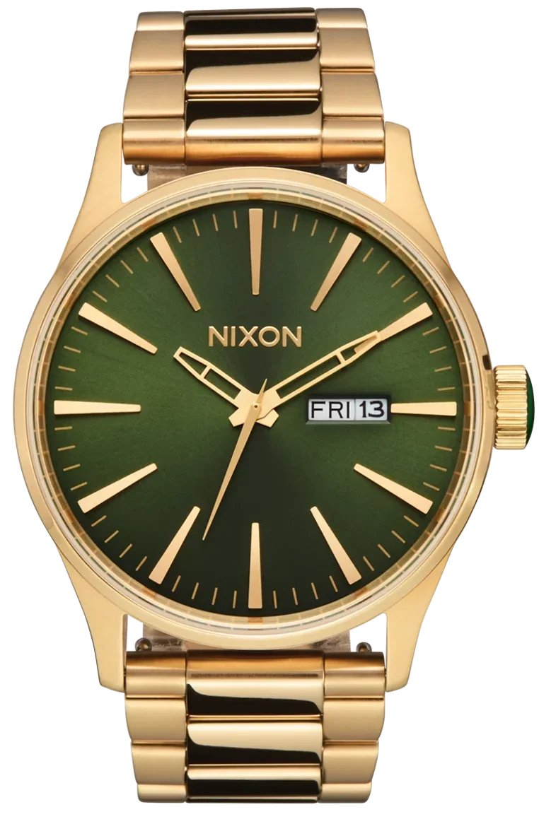 Nixon Sentry Green Dial Gold Steel Strap Watch for Men - A356-1919