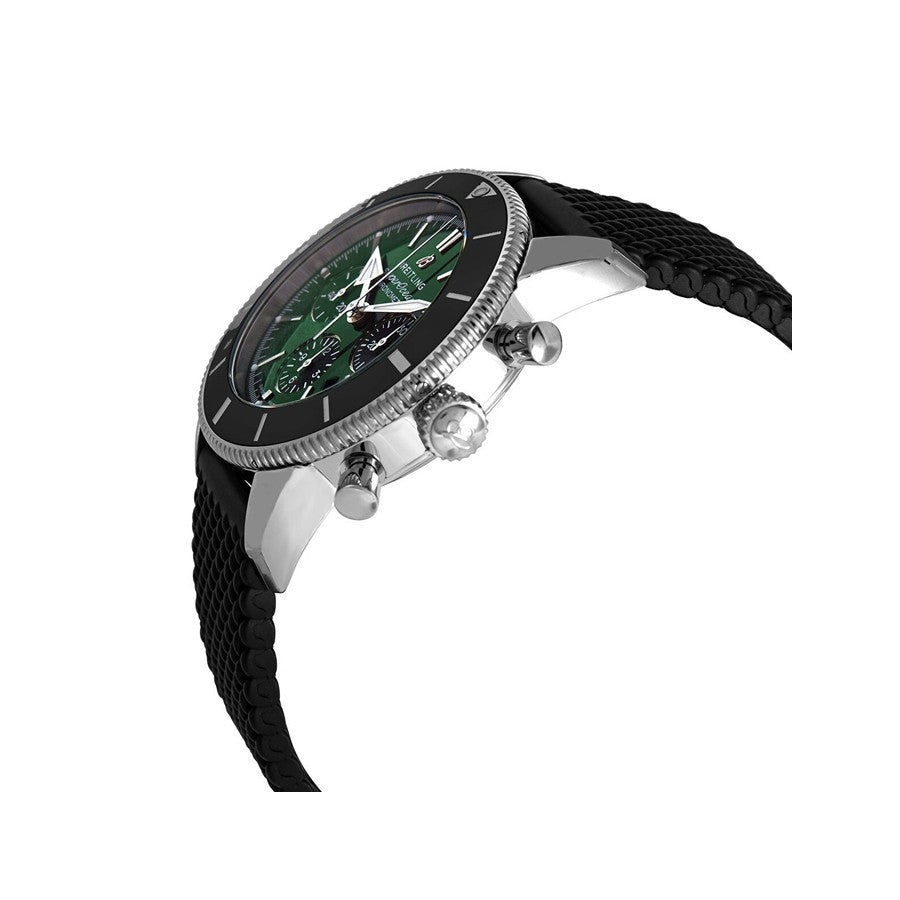 Breitling Superocean Heritage B01 Chronograph 44 Limited Edition Green Dial Black Mesh Bracelet Watch for Men - AB01621A1L1S1
