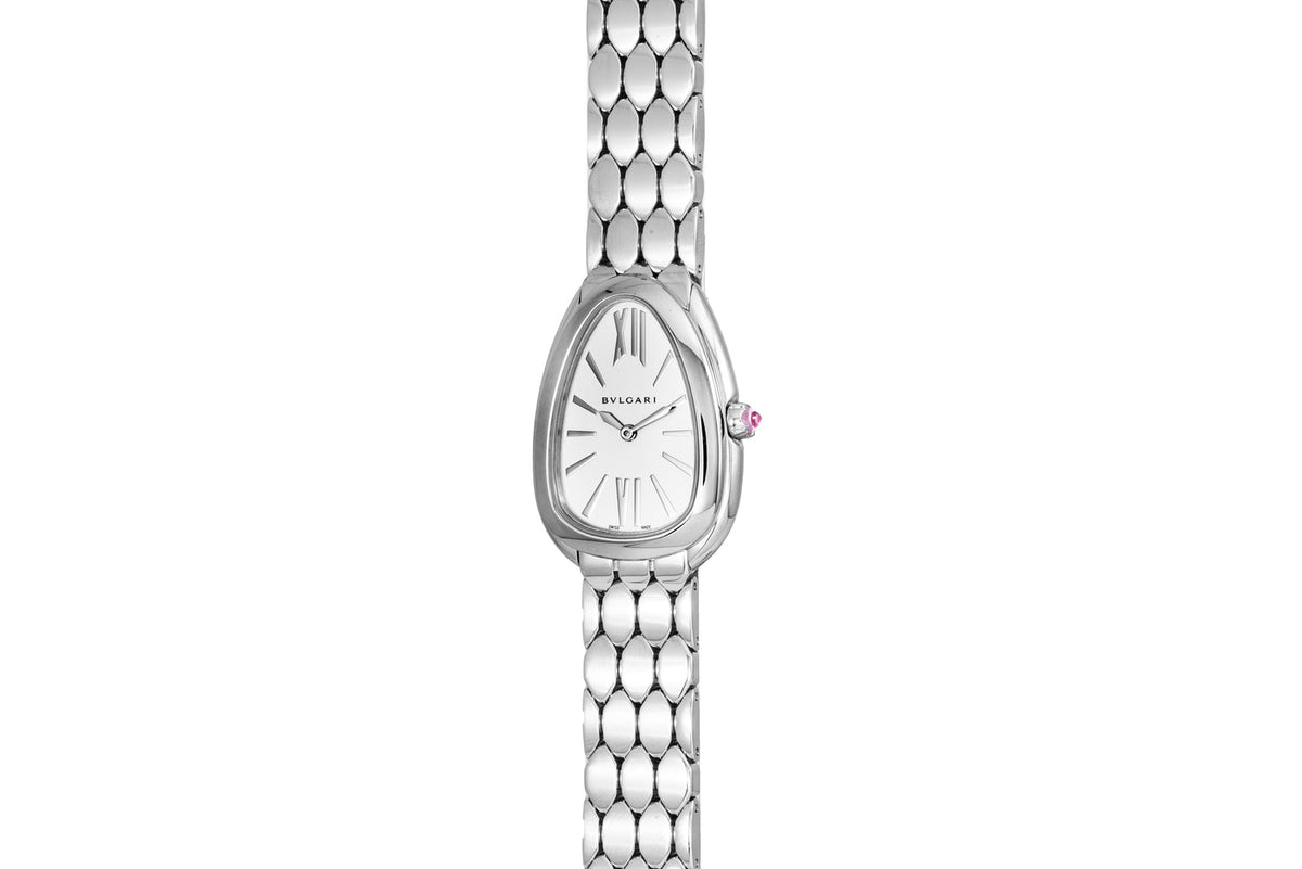 Bvlgari Serpenti Seduttori Quartz White Dial Silver Steel Strap Watch for Women - SERPENTI103141