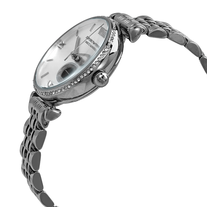 Emporio Armani Meccanico Gianni T-Bar Automatic Silver Dial Silver Steel Strap Watch For Women - AR60022