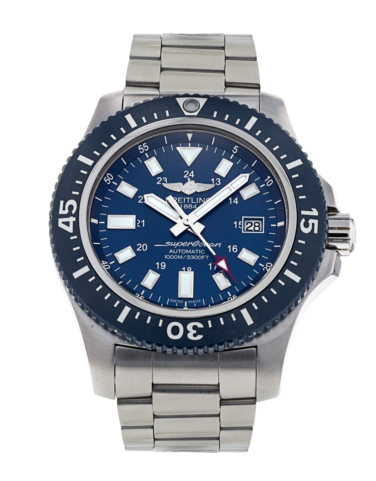 Breitling Superocean 44mm Special Blue Dial Silver Steel Strap Watch for Men - Y17393161C1A1