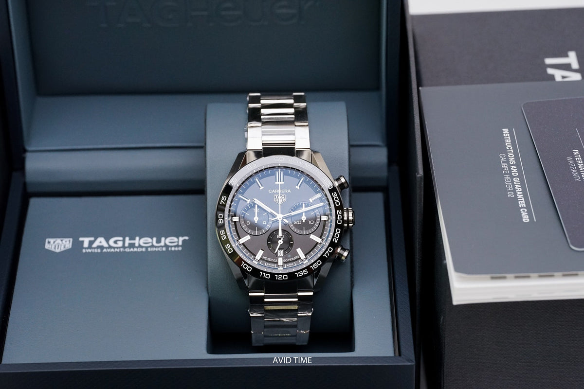 Tag Heuer Carrera Automatic Chronograph Black Dial Silver Steel Strap Watch for Men - CBN2A1B.BA0643