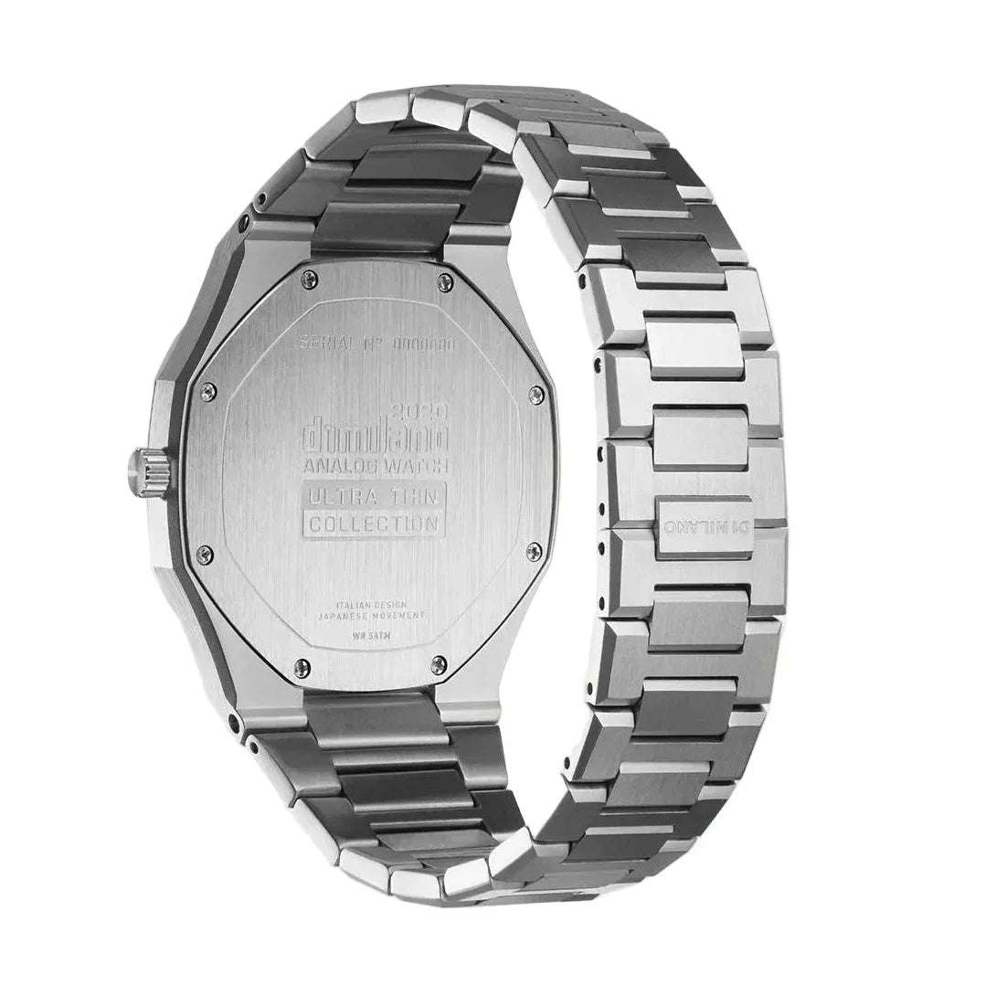 D1 Milano Ultra Thin Moss Green Dial Silver Steel Strap Watch for Men - D1-UTBJ06